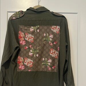 Gucci Green Jacket with Floral Patch